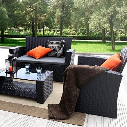 black wicker sofa set